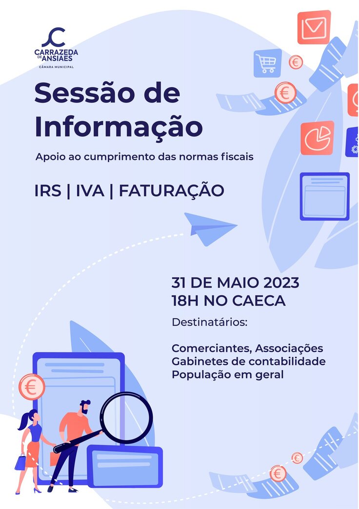 Sess&atilde;o de informa&ccedil;&atilde;o, irs, iva, fatura&ccedil;&atilde;o_cartaz