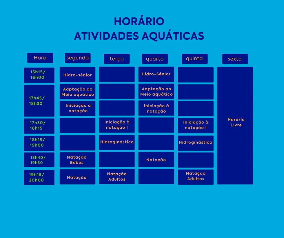 Hor&aacute;rio Atividades Aqu&aacute;ticas