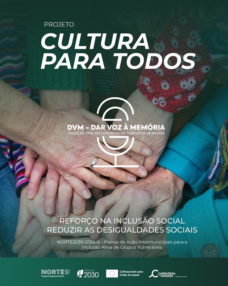 cartaz do projeto com a descri&ccedil;&atilde;o do projeto e logotipos de financiamento 